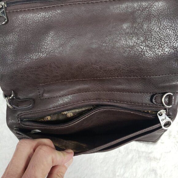 Rustic Couture Wristlet Wallet Grunge Punk Studded Maroon Brown - Picture 11 of 15